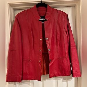 V I N T A G E  Jones New York Women's Red Leather Jacket